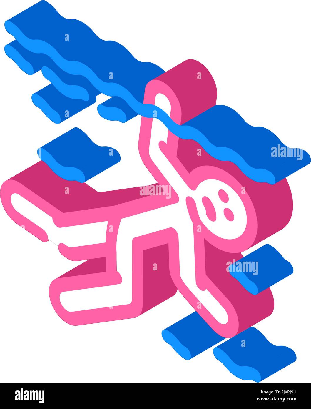 drowned man accident isometric icon vector illustration Stock Vector