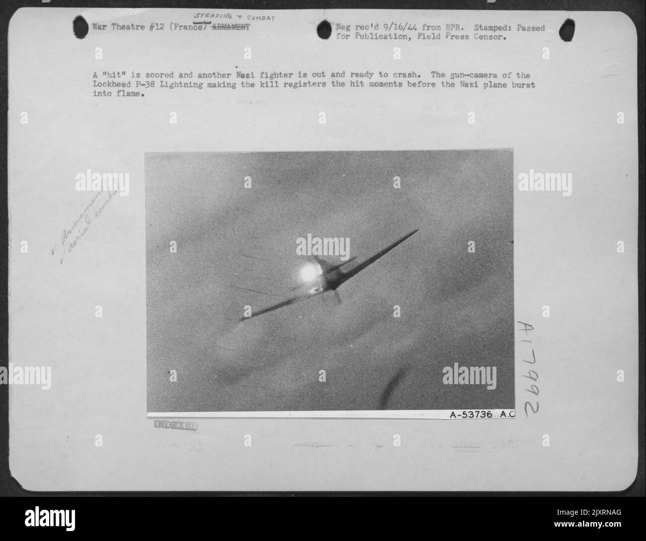 A "hit" is scored and another Nazi fighter is out and ready to crash