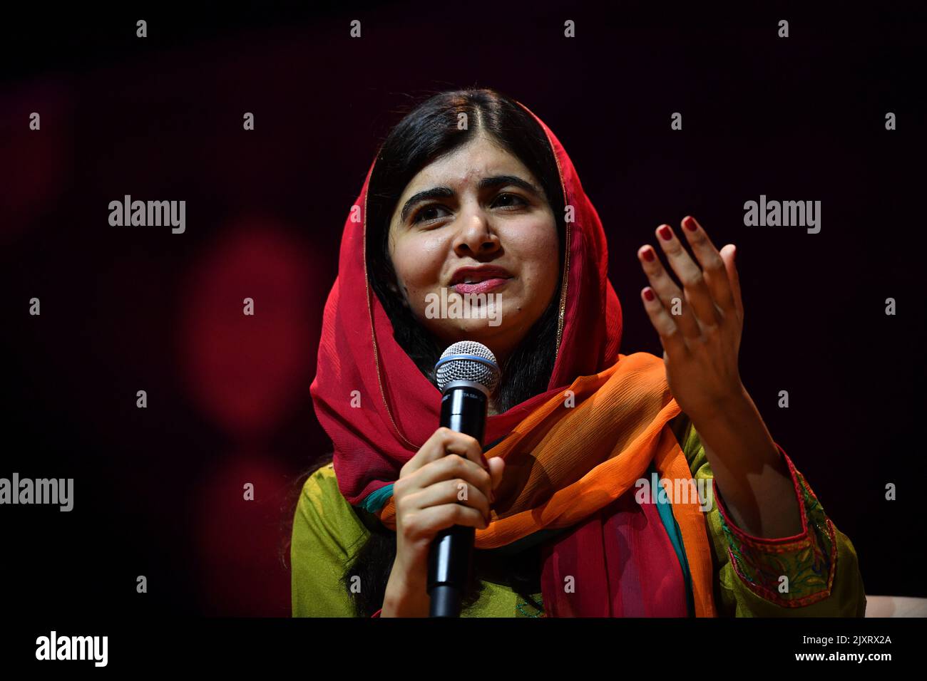 Nobel Peace Prize laureate Malala Yousafzai is seen speaking at An ...