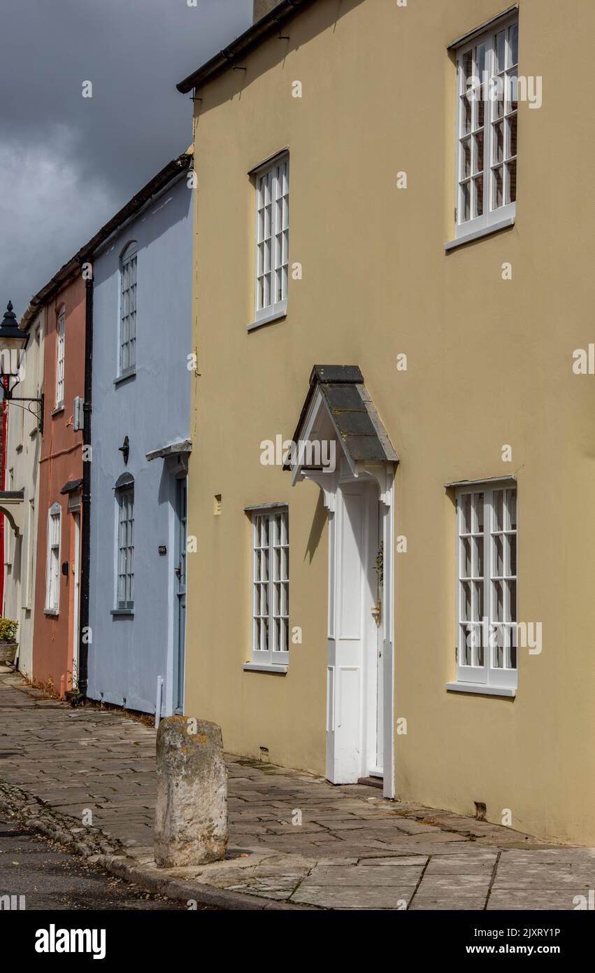 colourful terraced houses in the historic town of wareham in dorset