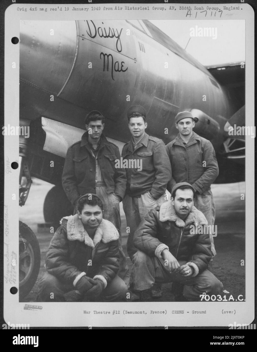Ground Crew Of The Martin B26 "Daisy Mae" Of The 55Th Bomb Squadron, 386Th Bomb Group Pose By