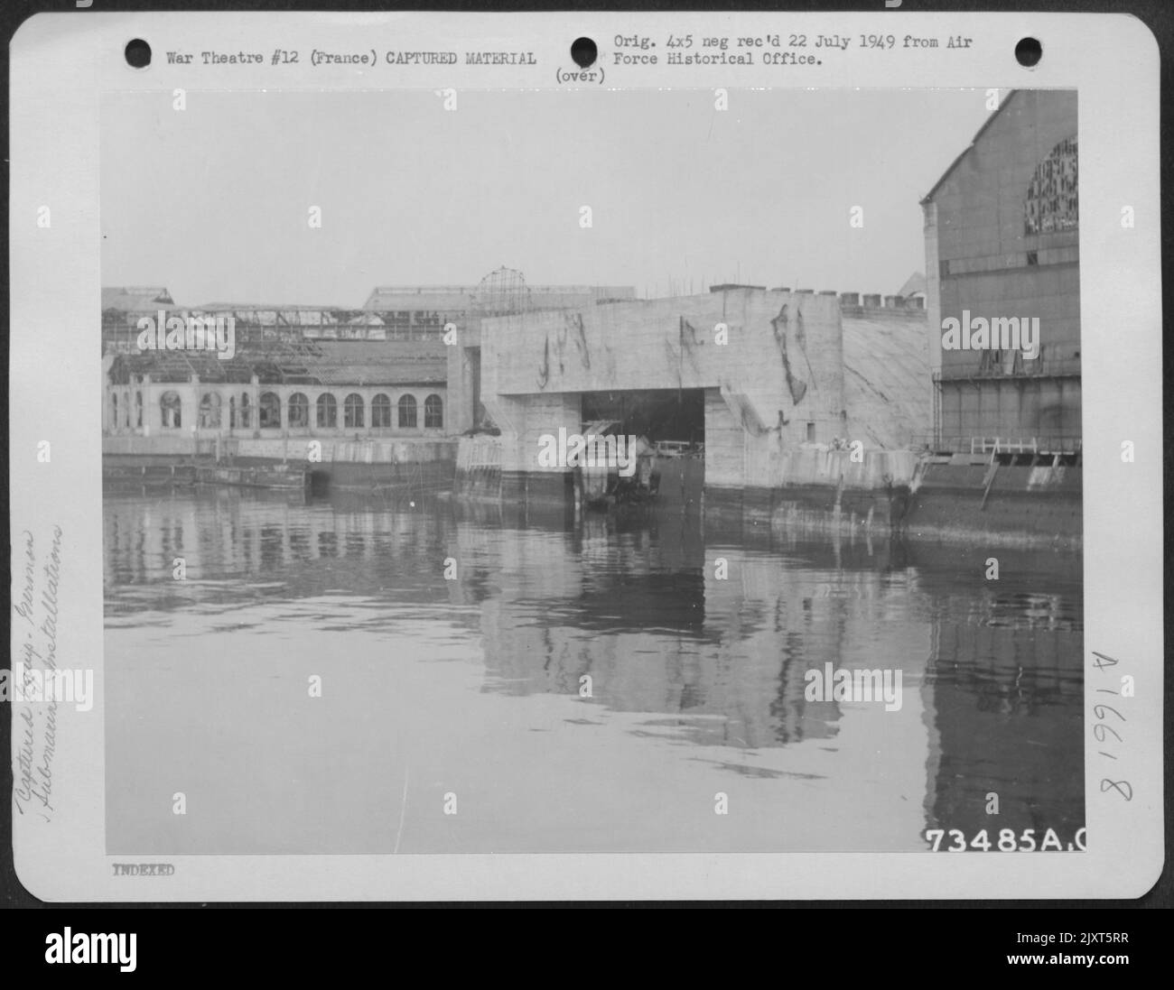 Captured German Submarine-Pens At Cherbourg, France. Stock Photo