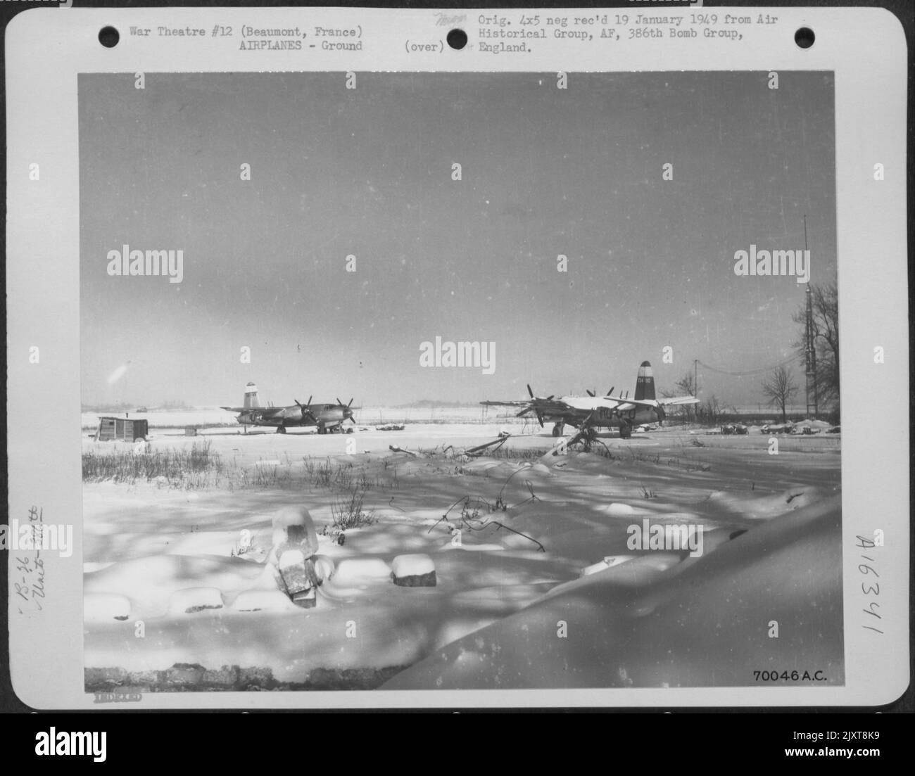 Martin B-26 "Marauders" Of The 386Th Bomb Group, Covered With Snow ...