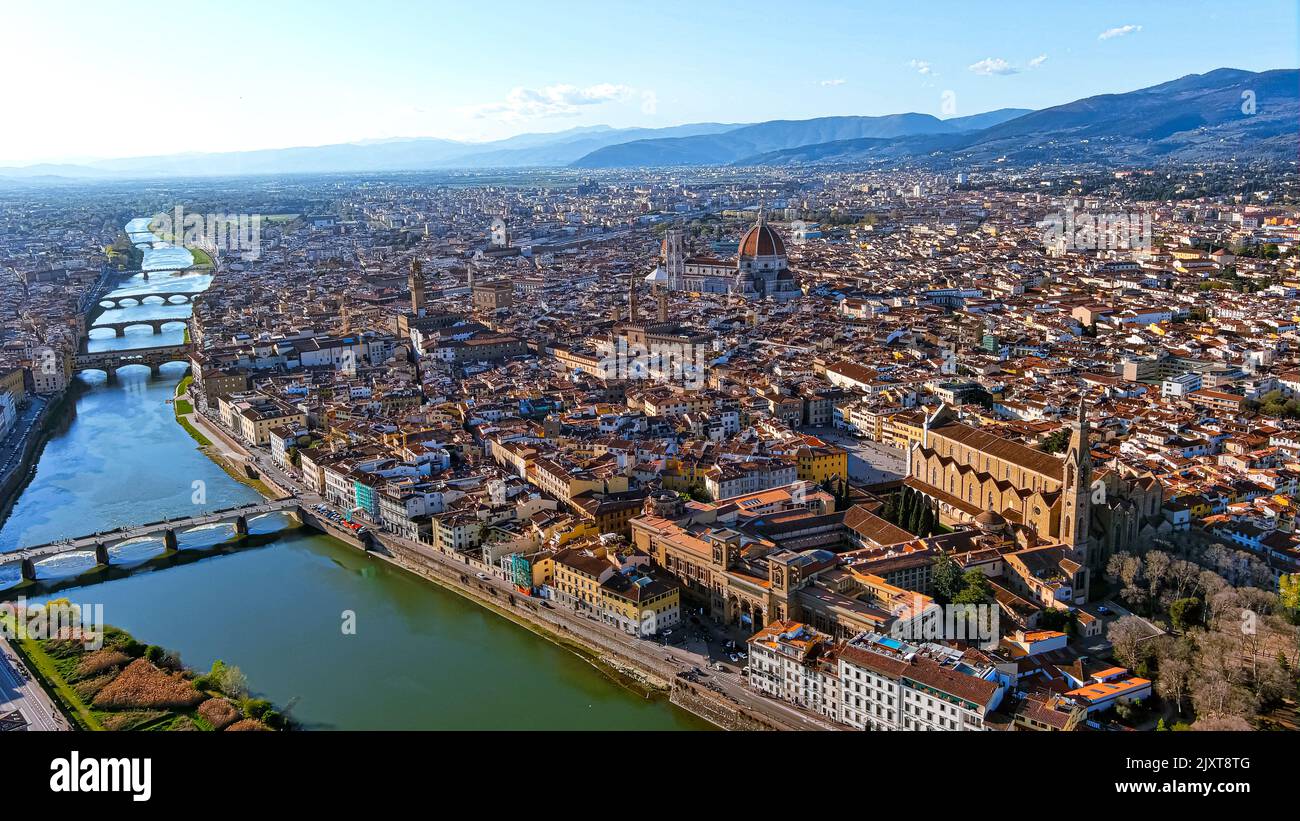Florence, capital of Italy’s Tuscany region, is home of Renaissance art and architecture. Aerial view sight Duomo Cathedral of Santa Maria del Fiore Stock Photo