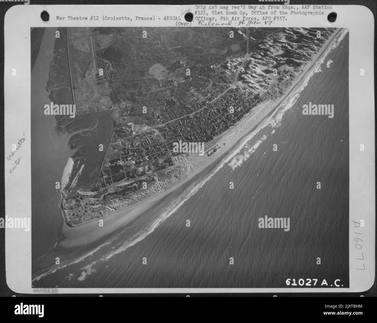 Aerial View Of Croisette, France. (Taken 14 Jan 1944, By Photo Section, 91St Bomb Group, 8Th Air Force). (Altitude 12,100 Feet). Stock Photo