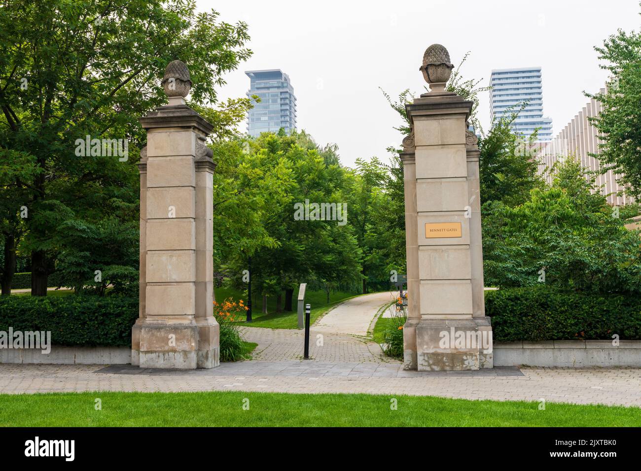 Toronto, Ontario, Canada - July 19 2021 : Bennett Gate, Philosopher's Walk, University of Toronto. Queen's Park. Stock Photo