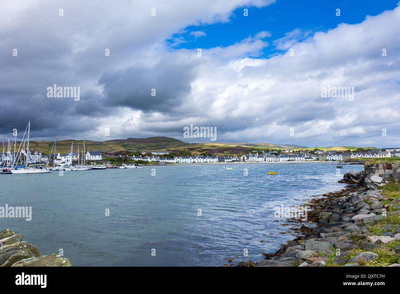 Port Ellen is a pretty village and port on the Scottish island of Islay, famous for its peaty whiskies Stock Photo