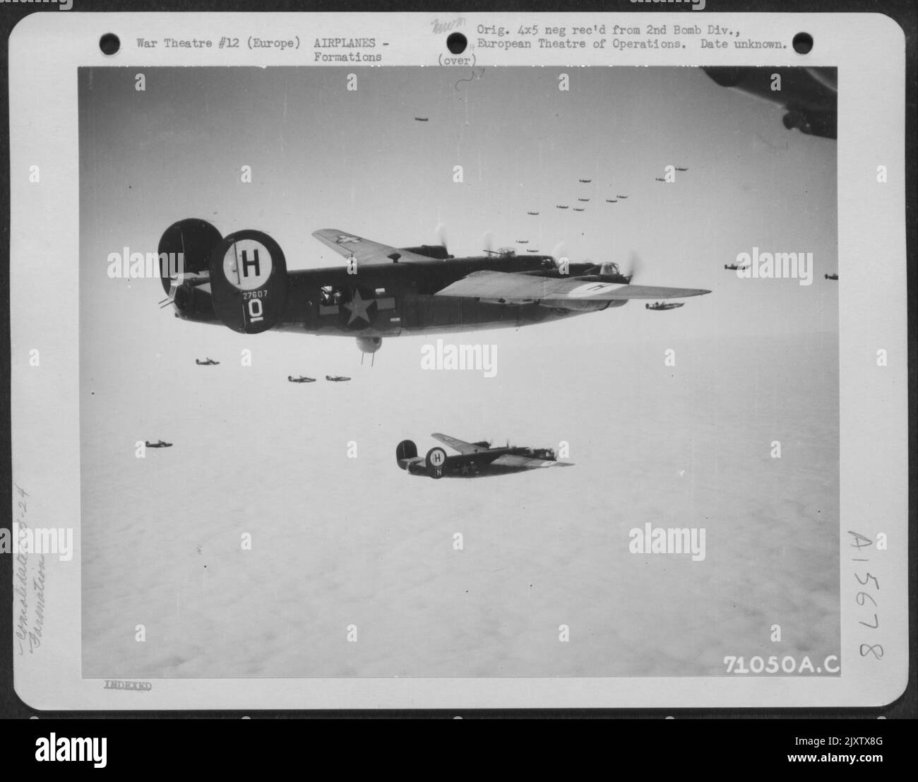 A Formation Of Consolidated B-24 Liberators Of The 2Nd Bomb Division, Roars Over Hitler'S Europe En Route To Bomb Enemy Installations. 24 November 1944. Stock Photo