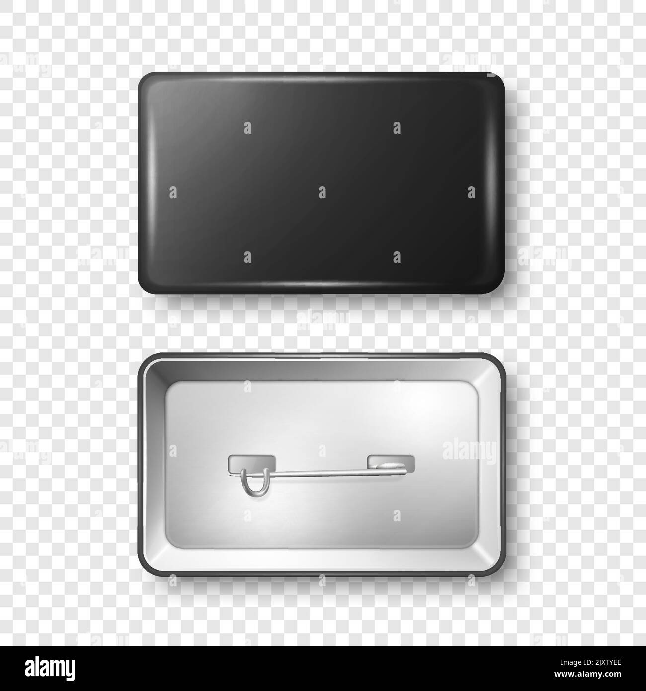 Vector 3d Realistic Rectangular Black Metal, Plastic Blank Empty Button ...