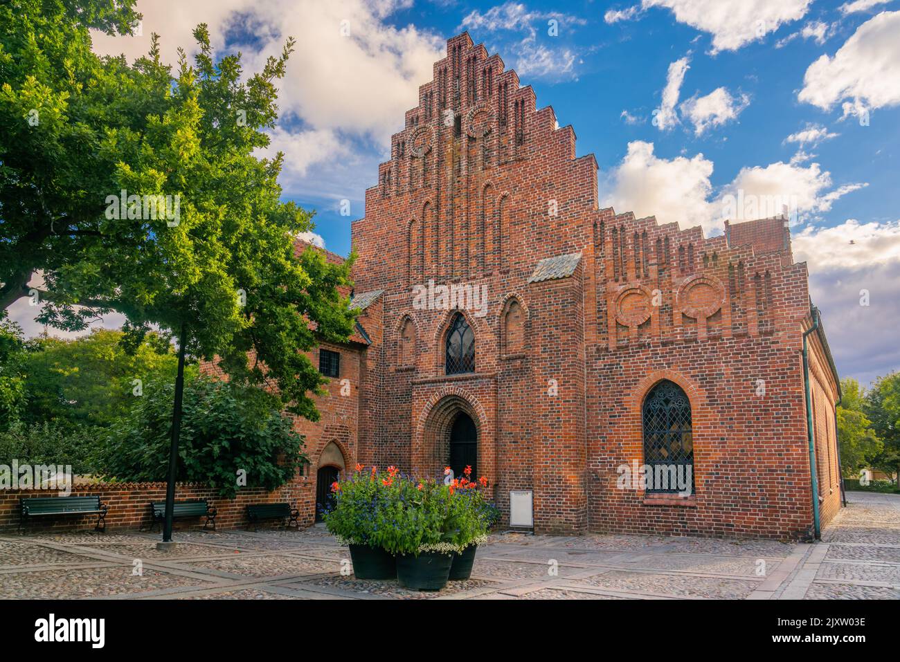 Ystad, Sweden 6 Sep, 2022 Front entrance of old monastery from 1280