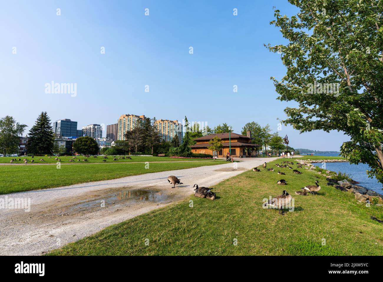 Heritage Park, a waterfront park on Kempenfelt Bay, Lake Simcoe. Barrie, Ontario, Canada Stock Photo