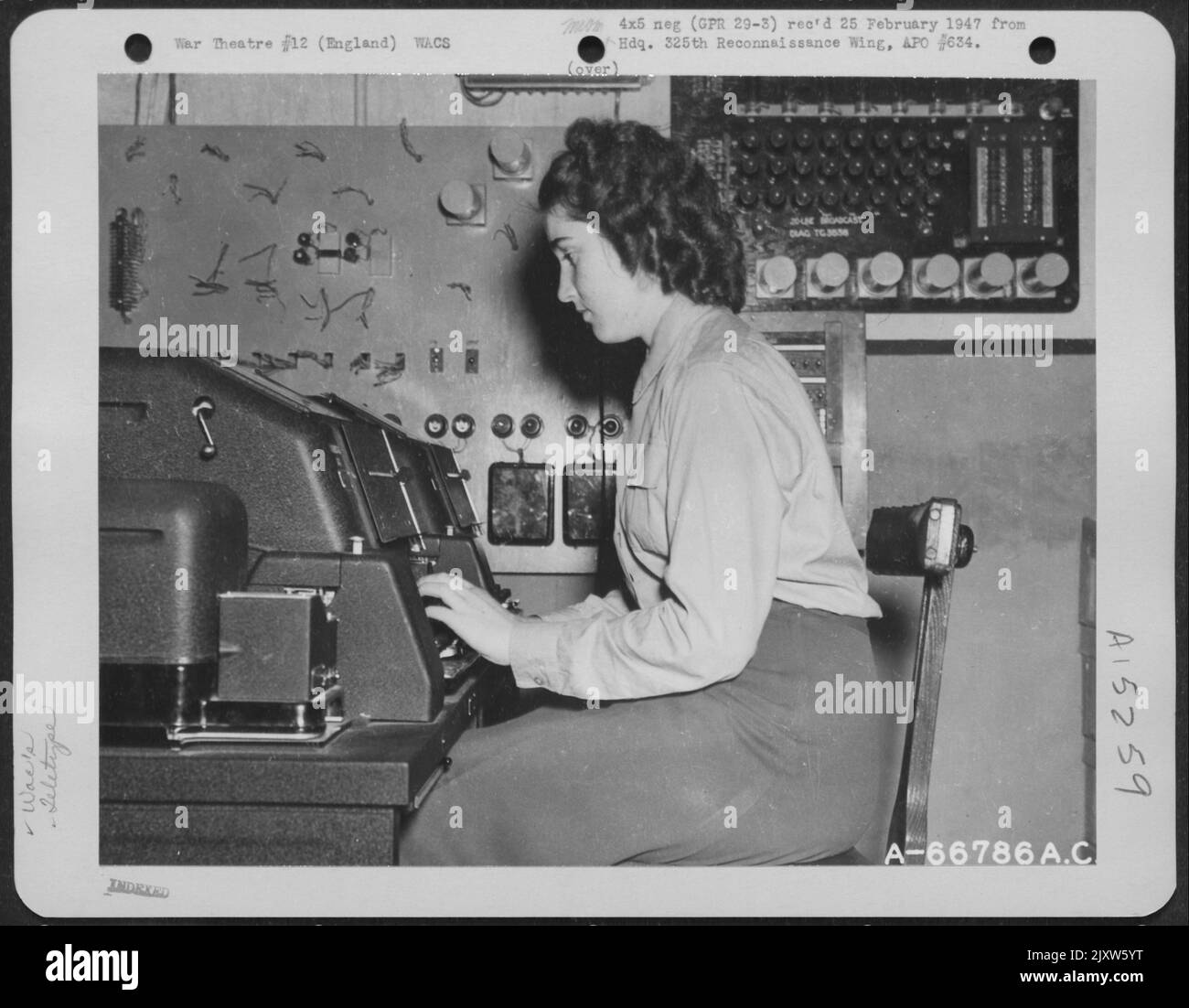 Wac Of The Viii Bomber Command Operates A Teletype Machine. England, 13 September 1943. Stock Photo