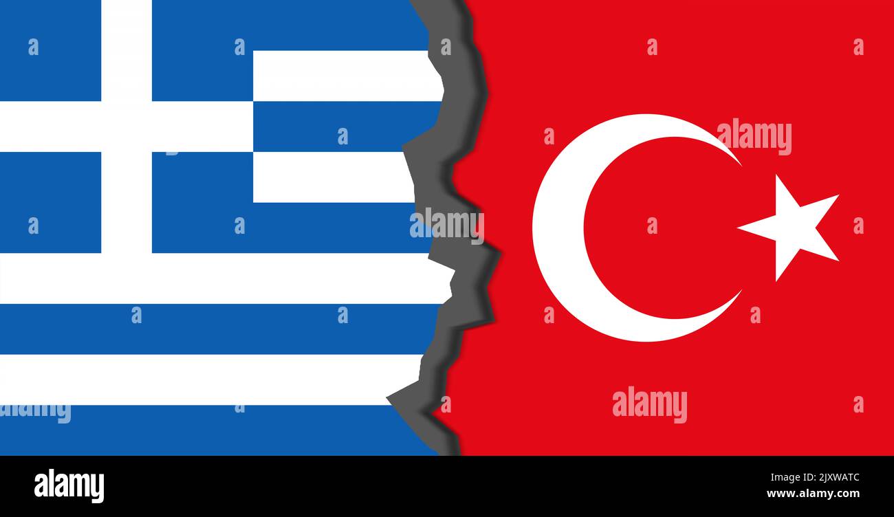 Flags of Greece and turkey, Greece vs turkey in world war crisis concept Stock Photo Alamy