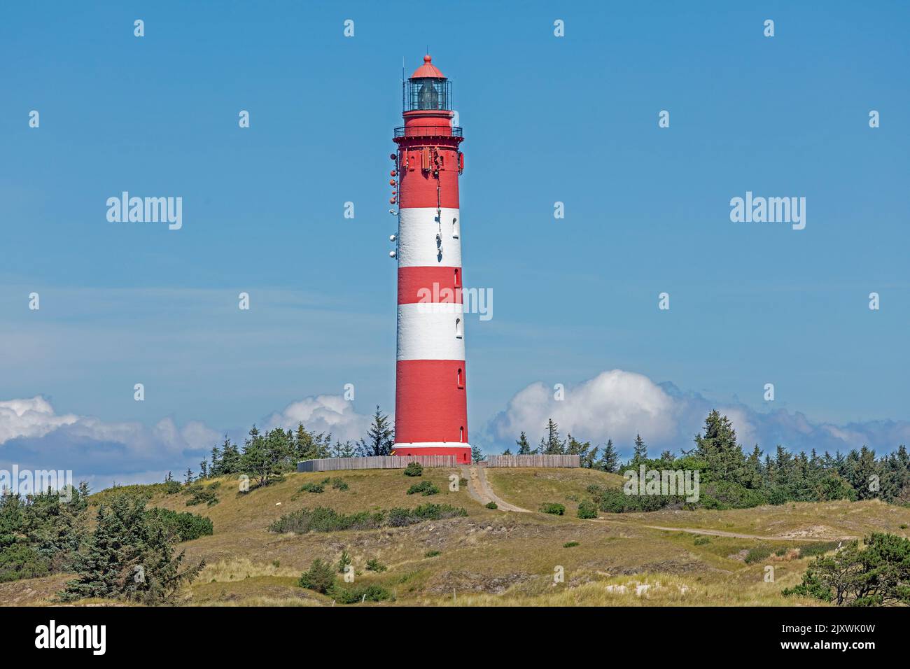 dunes, lighthouse, Amrum Island, North Friesland, Schleswig-Holstein, Germany Stock Photo