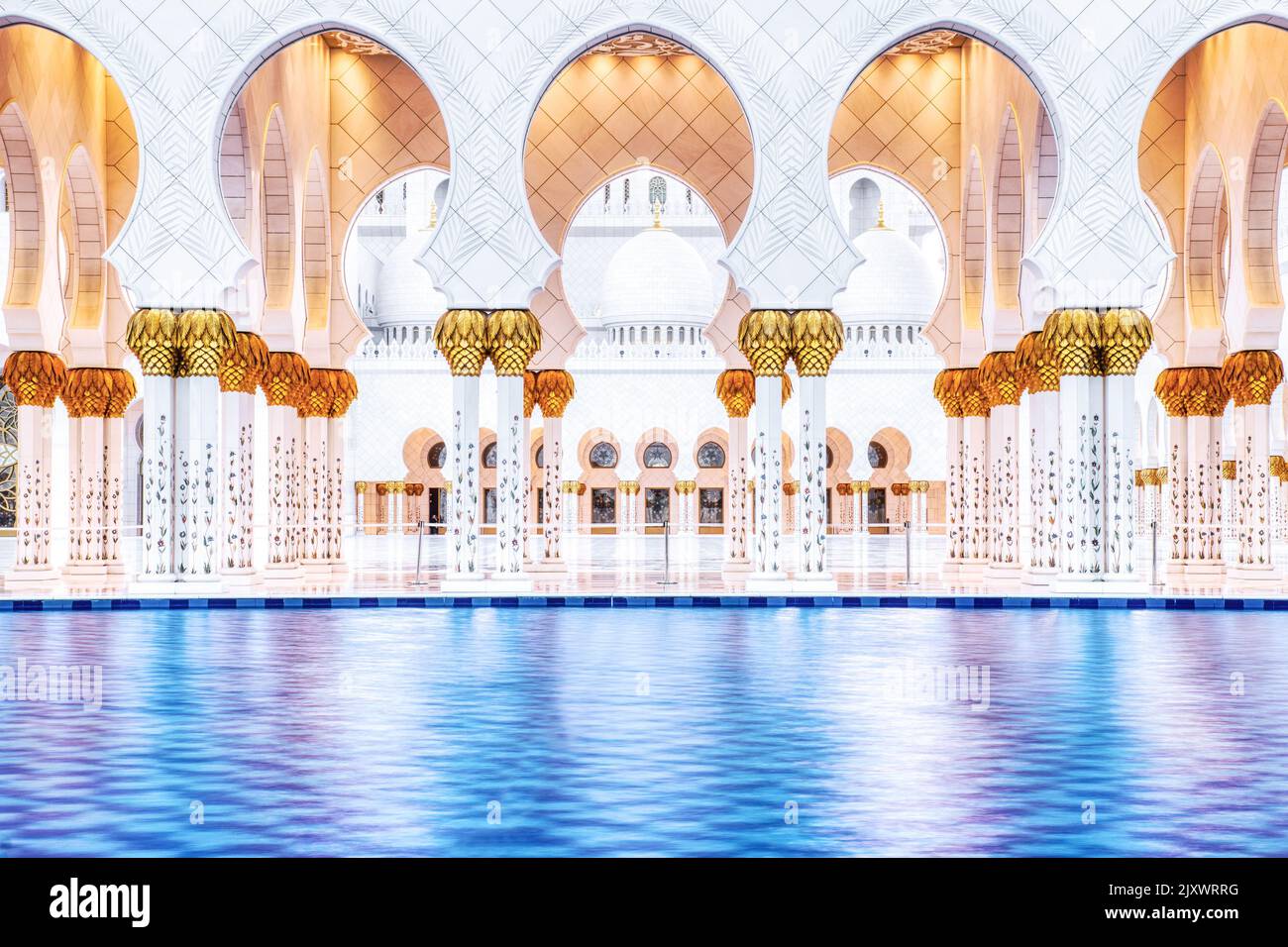Pillars with Pool of Sheikh Zayed Mosque in Abu Dhabi, UAE Keywords ...