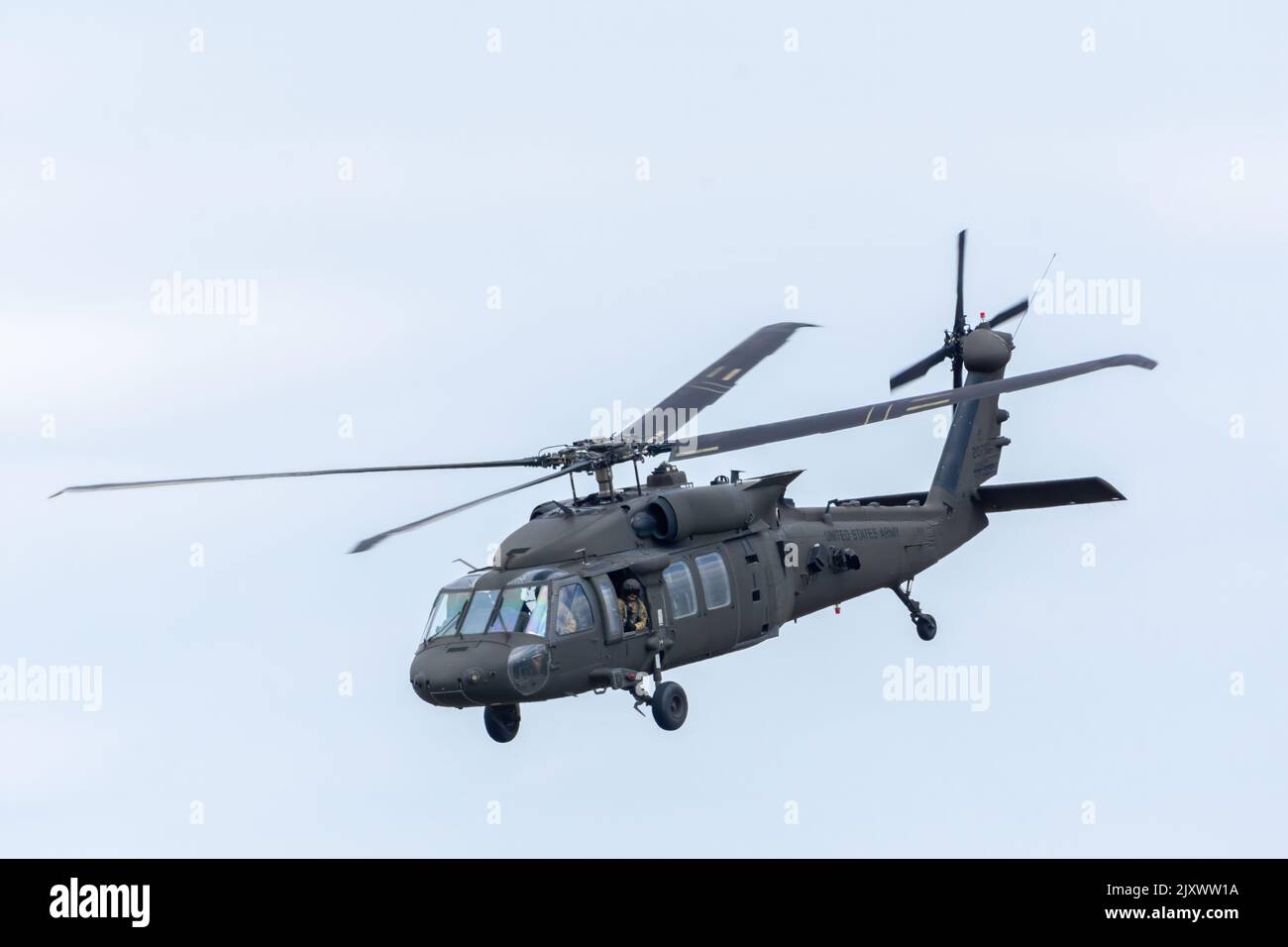 uh60 blackhawk us army performing at bias 2022 international air show, baneasa airport, bucharest romania Stock Photo