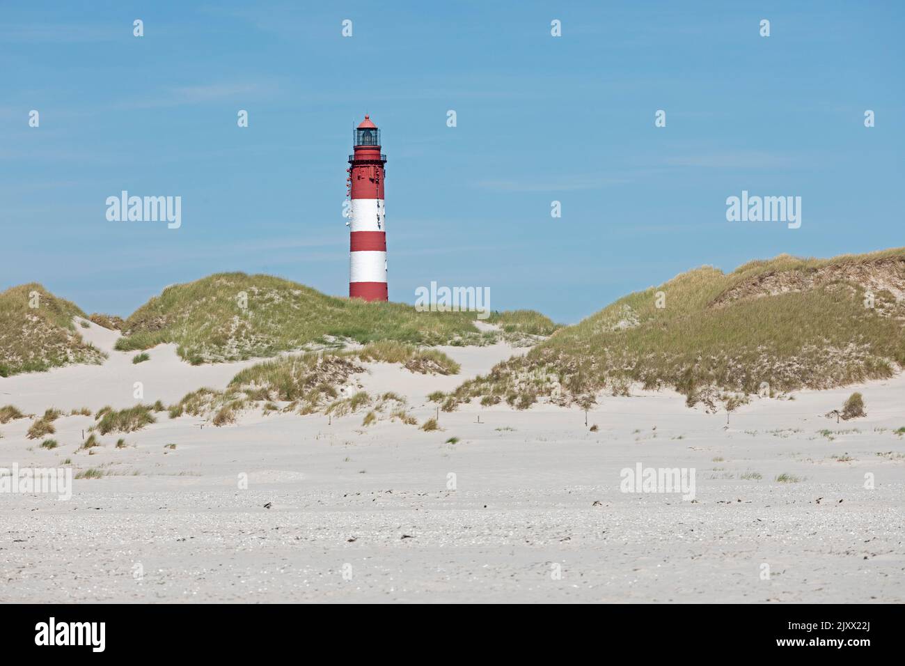 Kniepsand beach, dunes, lighthouse, Amrum Island, North Friesland, Schleswig-Holstein, Germany Stock Photo