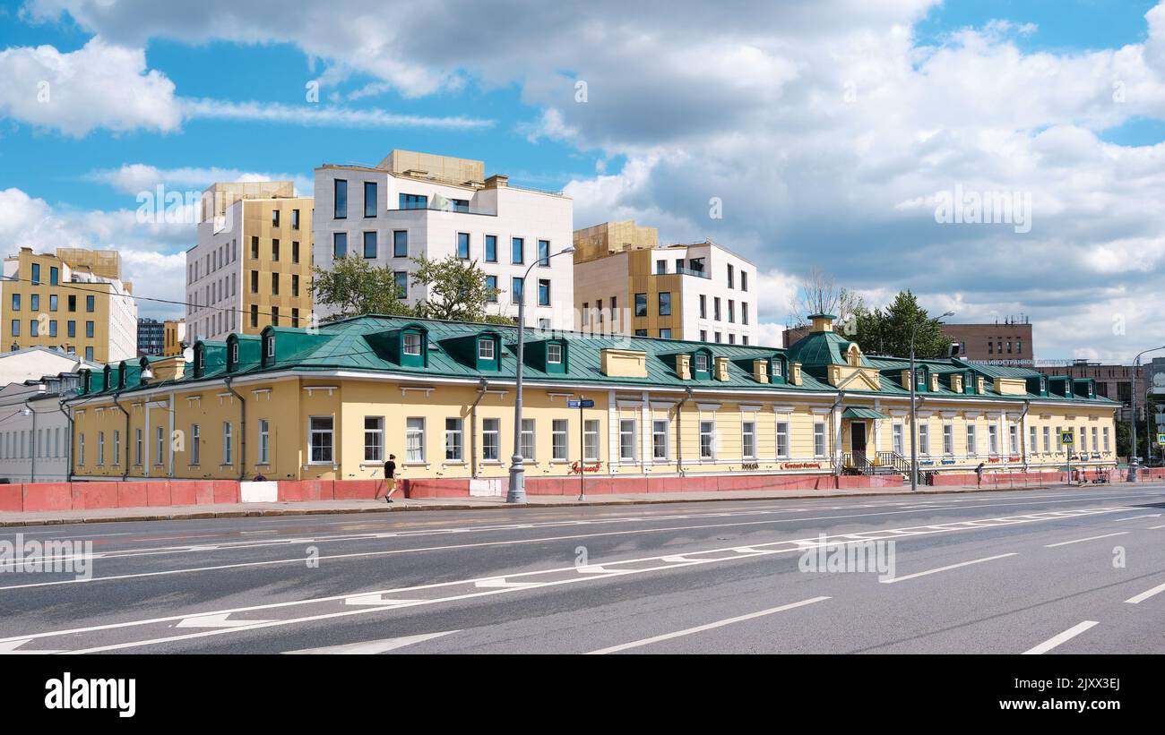 Business center Yauzskaya 5 located in an old mansion, built in 1880, a landmark, a cityscape: Moscow, Russia - July 29, 2022 Stock Photo