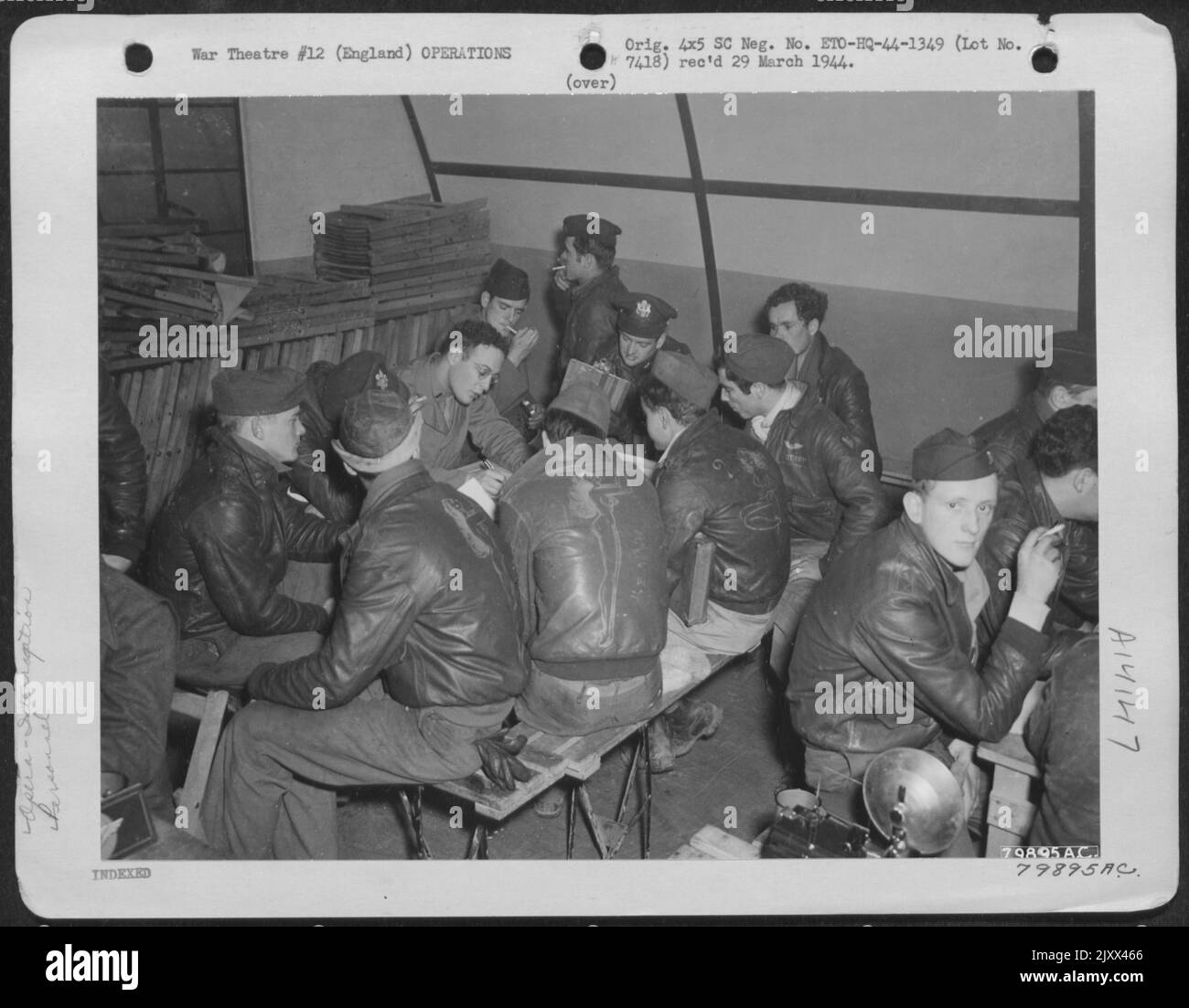 Crew Members Of A Boeing B17 "Flying Fortress" Are Interrogated After Their Return To Their
