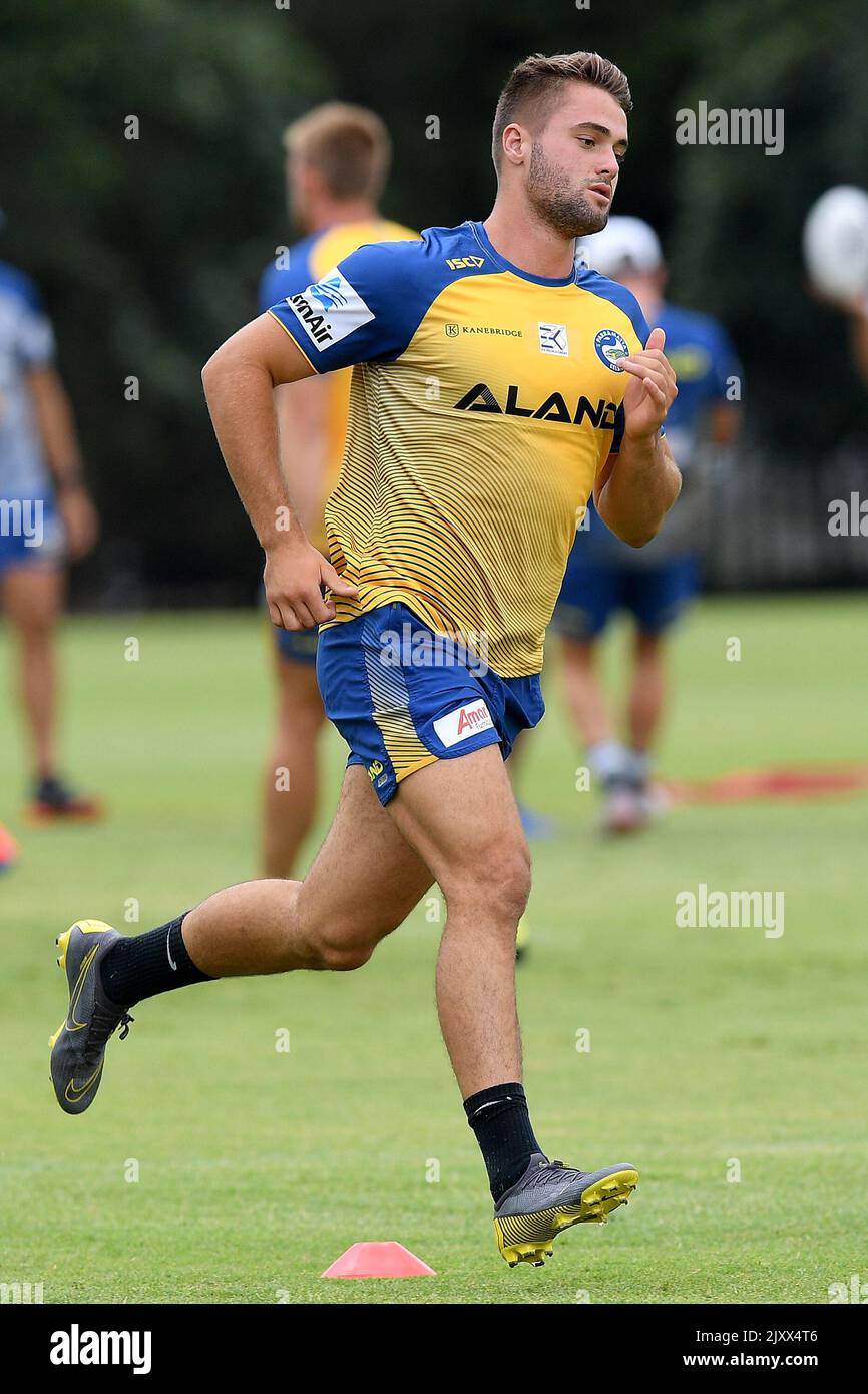Parramatta Eels player Jaeman Salmon takes part in a team training