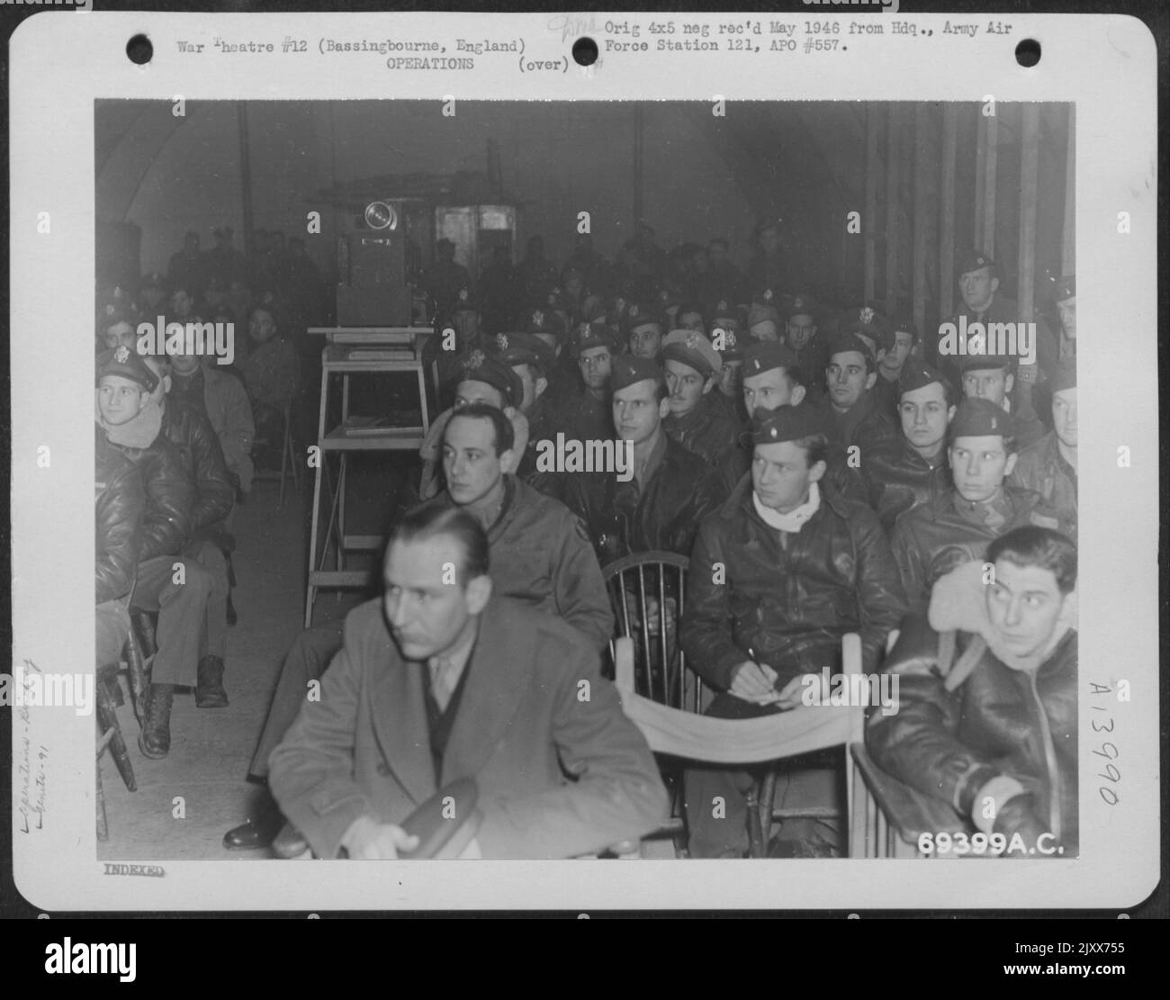 Lt. Crego Briefs Men Of The 91St Bomb Group, Based In Bassingbourne, England, Are Briefed For