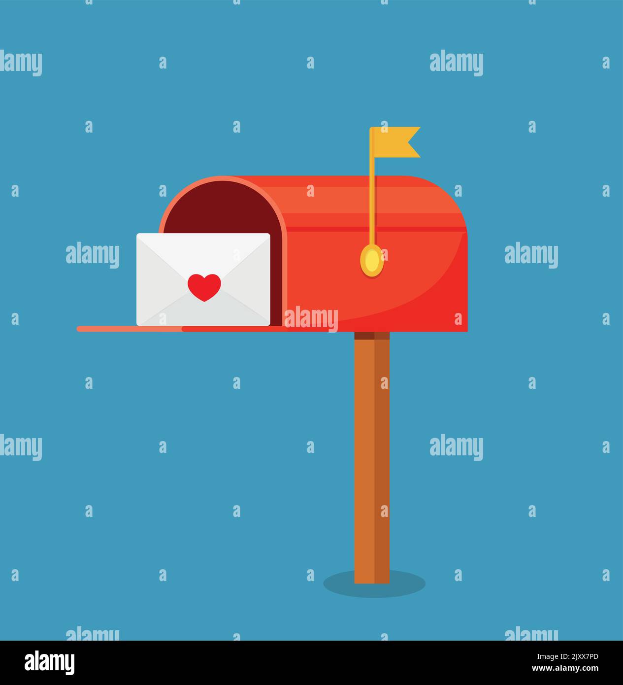 Love letter vector. Mailbox vector. mailbox on white background. Love letter in mailbox. eps 10 Stock Vector