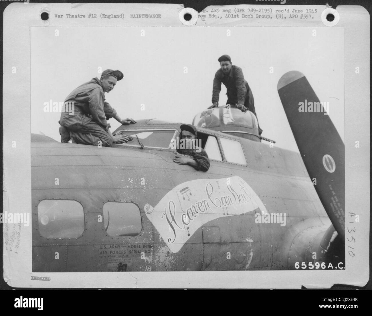 Ground Crew Members Clean Windows Of The 401St Bomb Group Boeing B-17