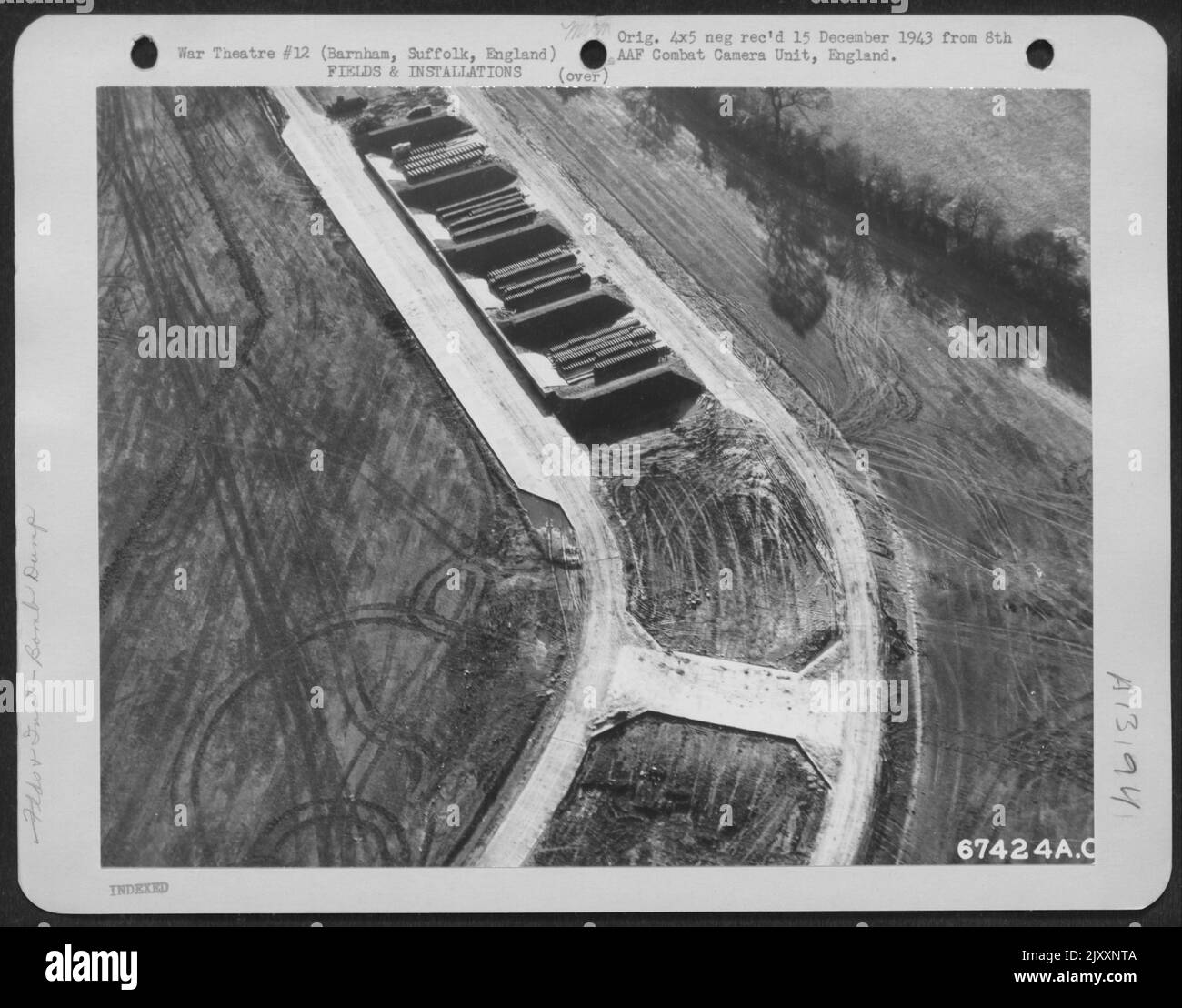 Aerial View Of Bomb Dump Near Barnham, Suffolk, England. 1943 Stock
