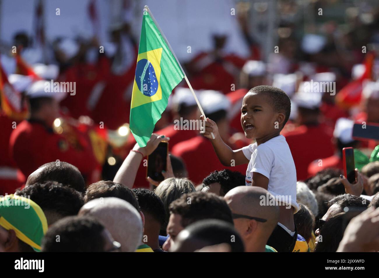 People take part in the Independence Day celebrations, in Rio de Janeiro, Brazil September 7, 2022. REUTERS/Pilar Olivares Stock Photo