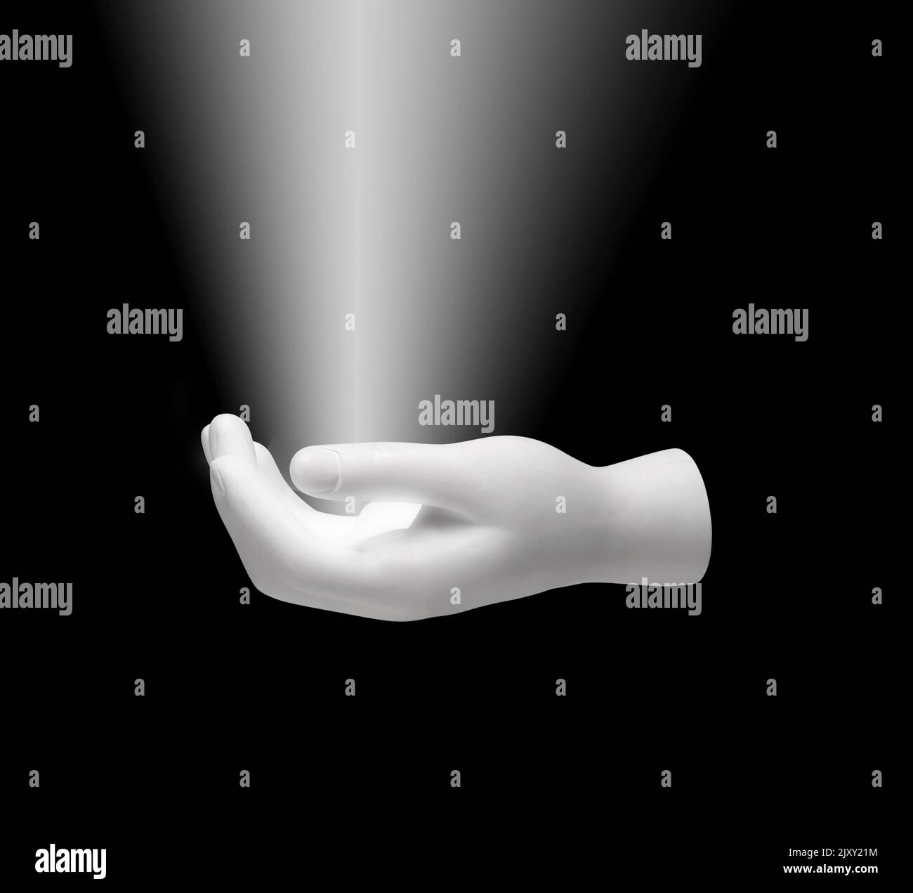 Light beams coming from hand Stock Photo