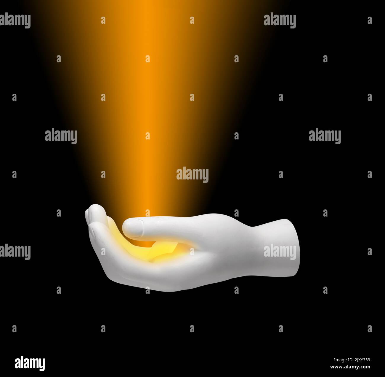 Light beams coming from hand Stock Photo