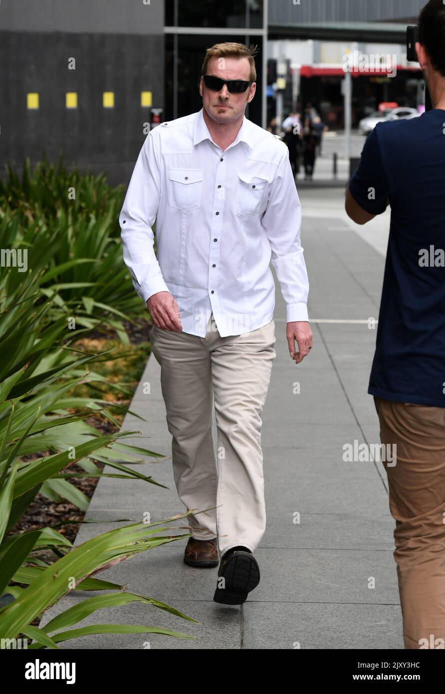 Benjamin Moran leaves the Magistrates Court in Brisbane, Wednesday, March 6, 2019. Mr Moran appeared in court on 37 counts of indecent acts. (AAP Image/Dan Peled) Stock Photo