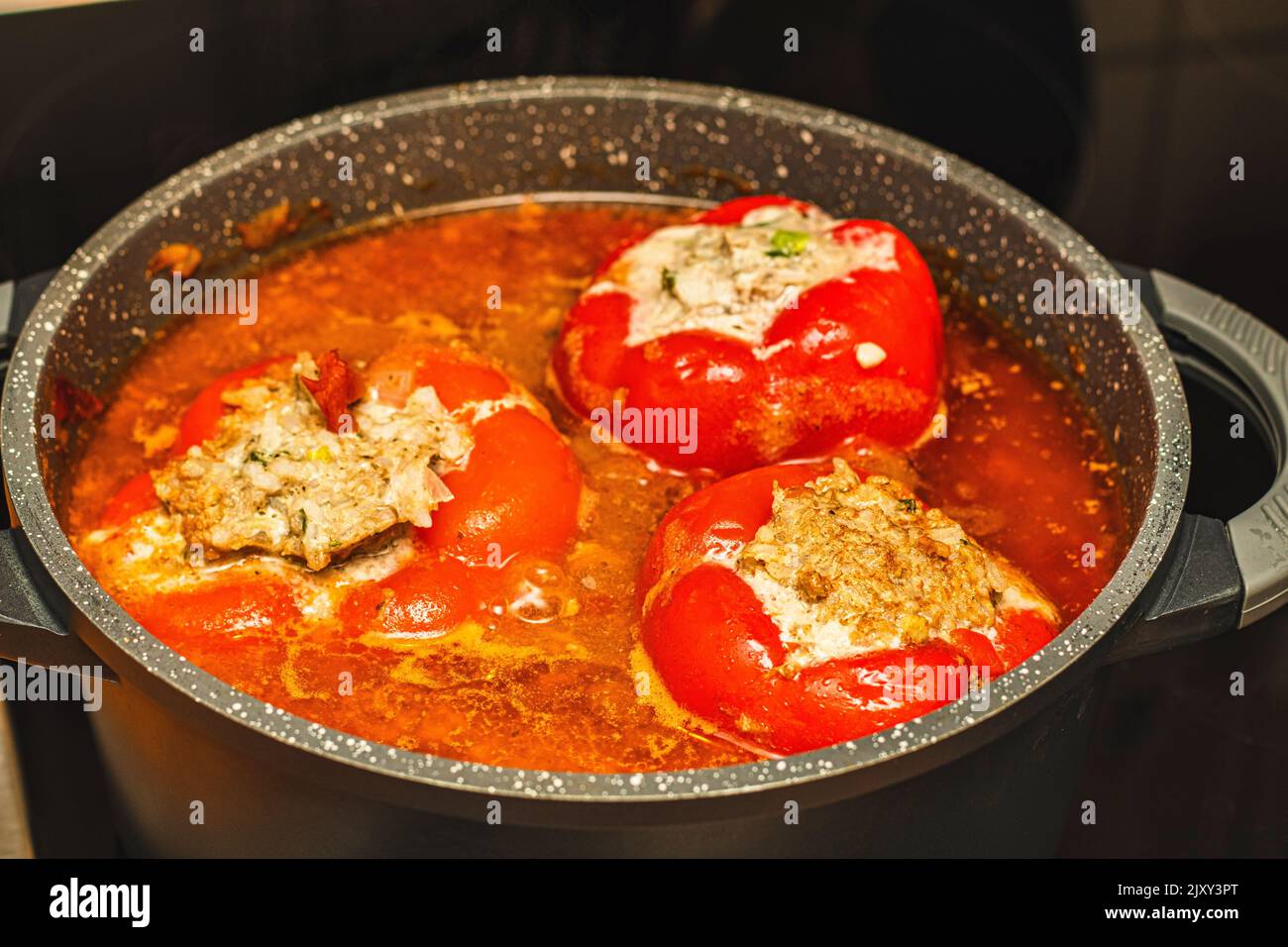 spicy stuffed paprika with rice Stock Photo Alamy