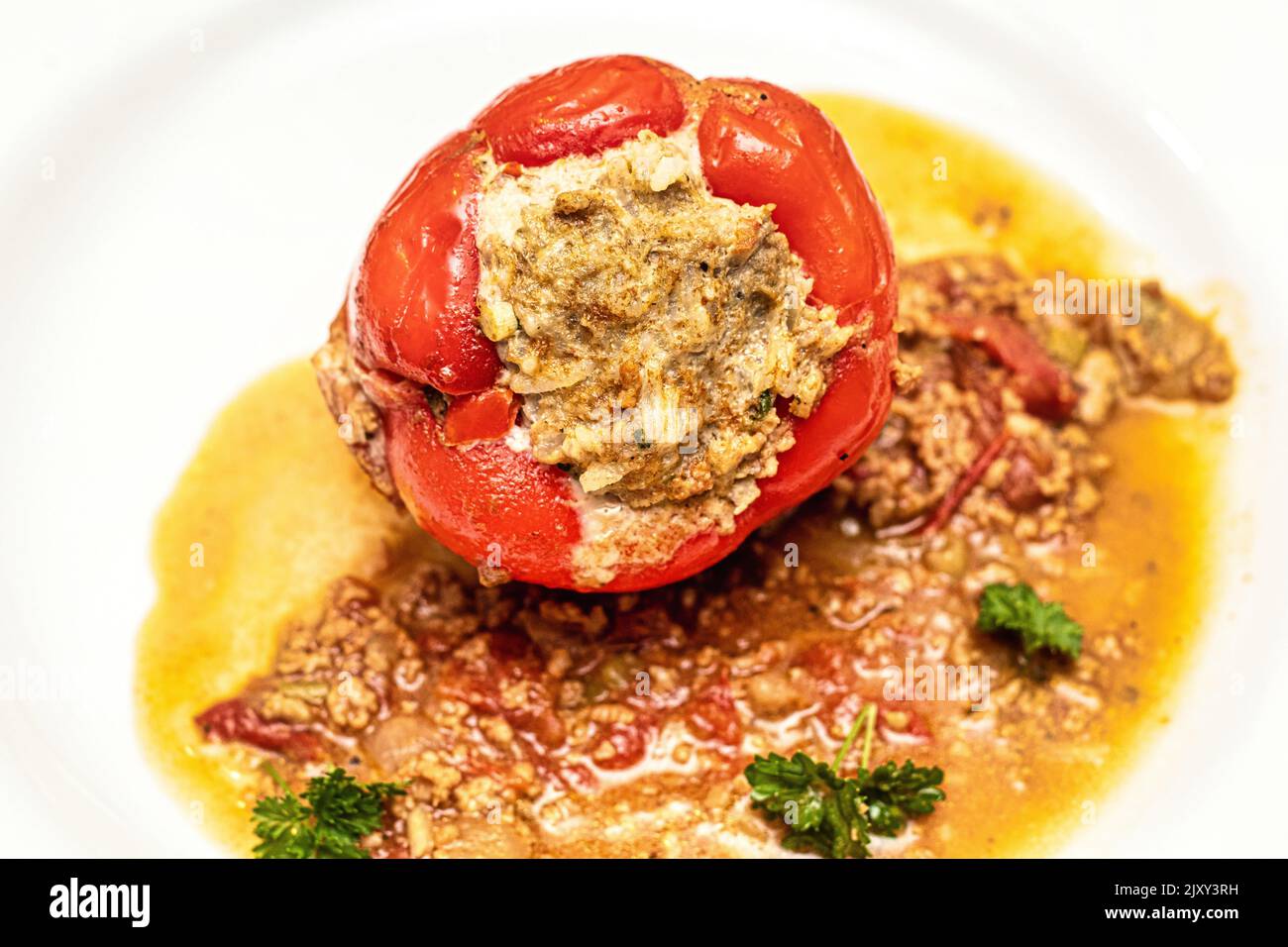 spicy stuffed paprika with rice Stock Photo Alamy
