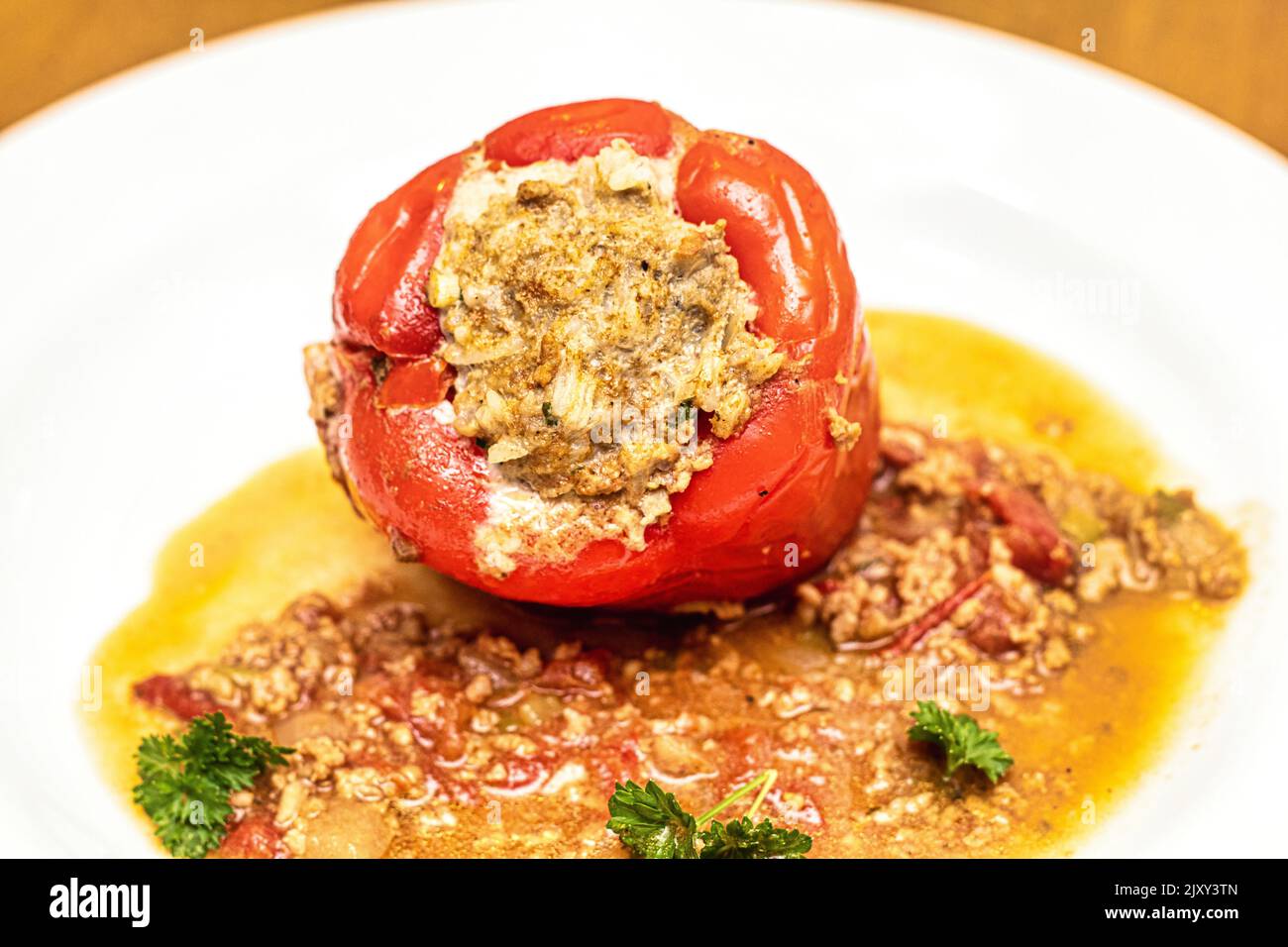 spicy stuffed paprika with rice Stock Photo Alamy