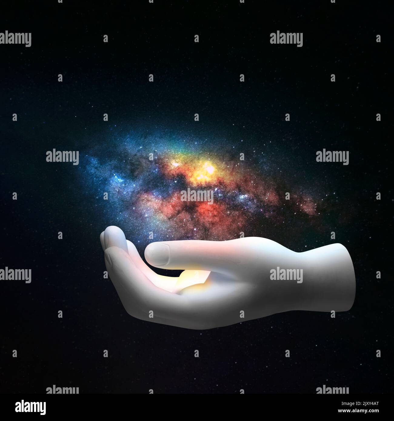 Hand holding universe Stock Photo