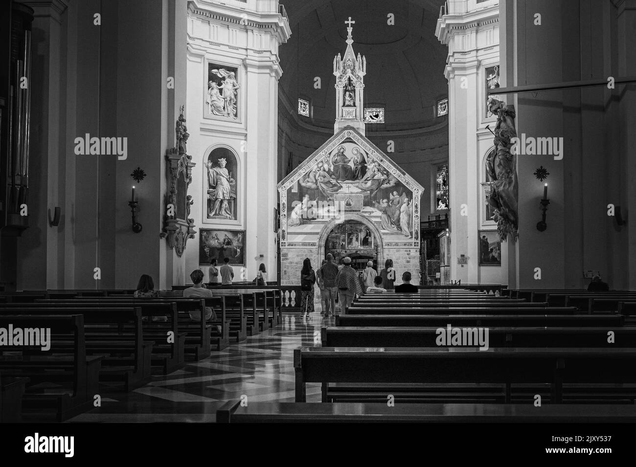 Santa Maria degli Angeli on the path of San Francesco. Assisi. Black