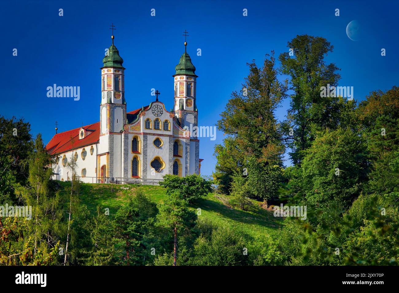 DE - BAVARIA: Heilig-Kreuz Church on Kalvarienberg, Bad Toelz, Oberbayern  (HDR-Photography) Stock Photo