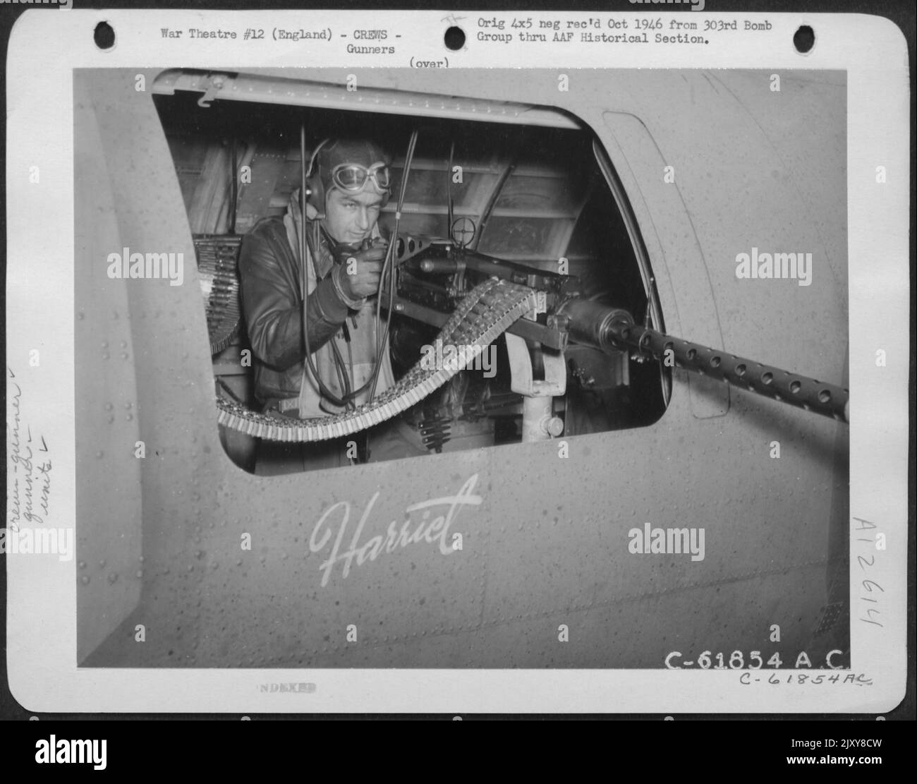 Waist Gunner On The Boeing B-17 'Flying Fortress' Hell'S Angels As He Would Appear To Enemy Fighter Opposition. 303Rd Bomb Group, England. 6 June 1943. Stock Photo