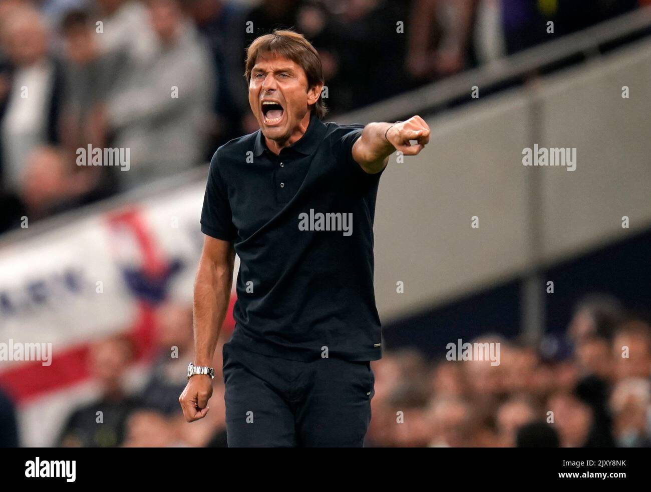 Tottenham Hotspur manager Antonio Conte gestures during the UEFA ...