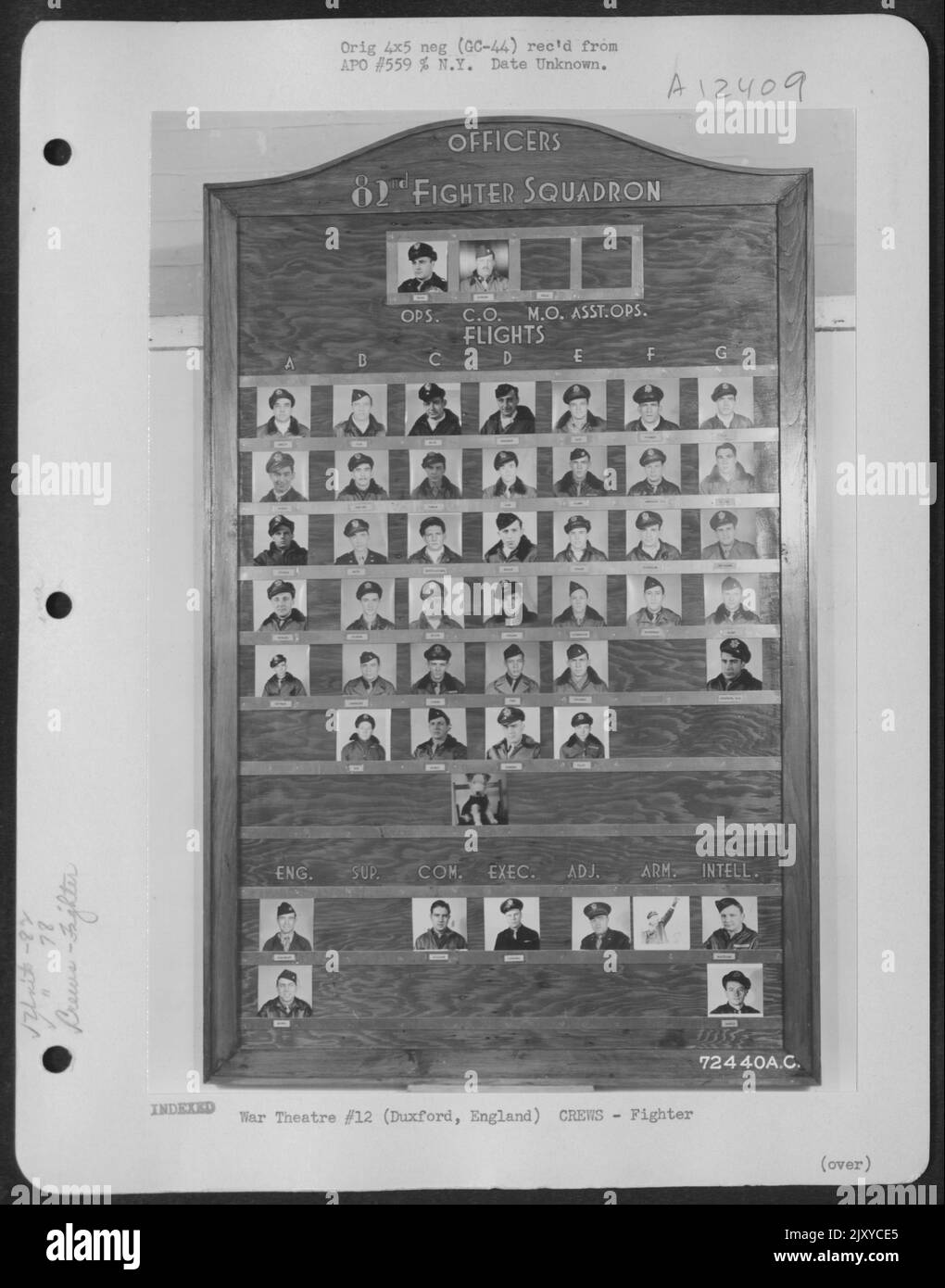 Board Showing Officers Of The 82Nd Fighter Squadron, 78Th Fighter Group