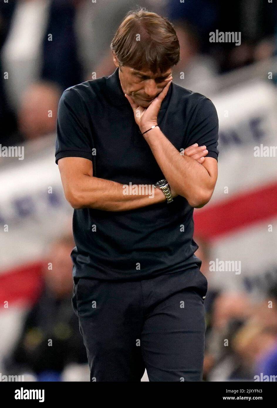 Tottenham Hotspur manager Antonio Conte reacts during the UEFA ...