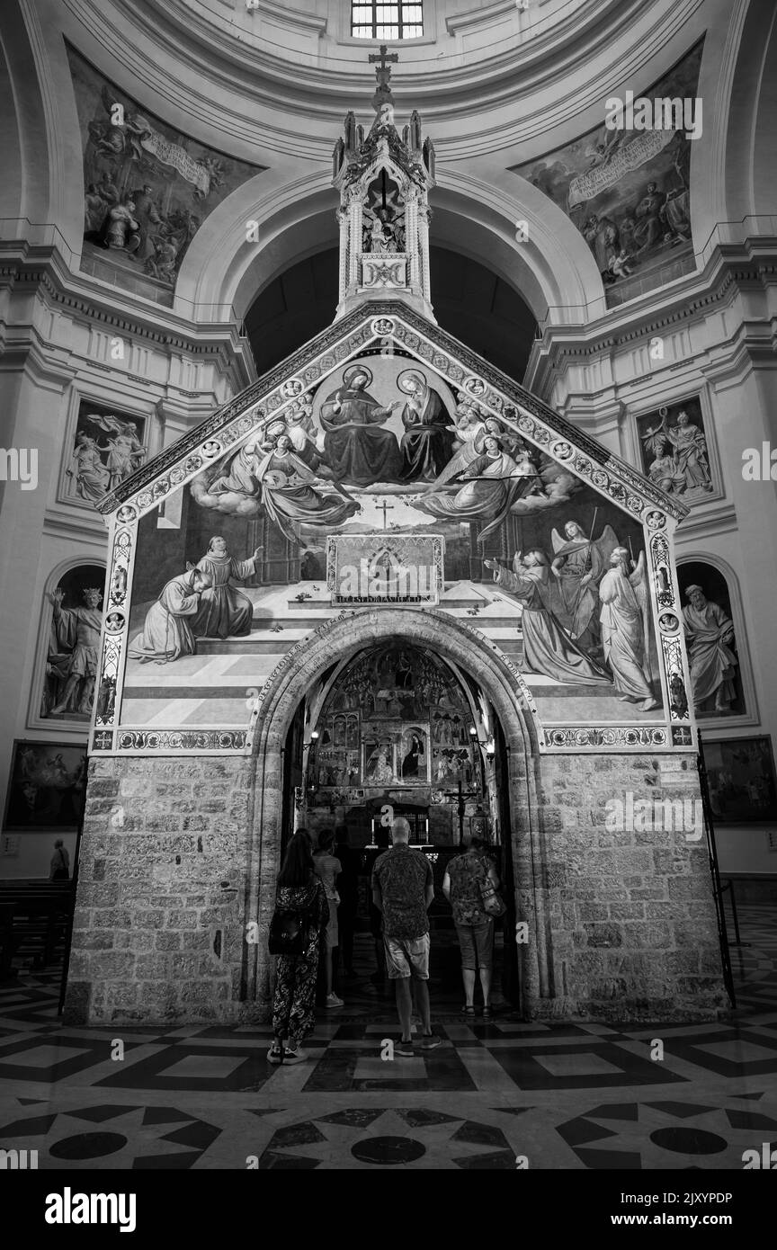 Santa Maria degli Angeli on the path of San Francesco. Assisi. Black