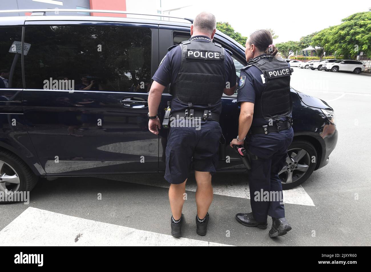 Police move on a limousine transporting Married At First Sight star