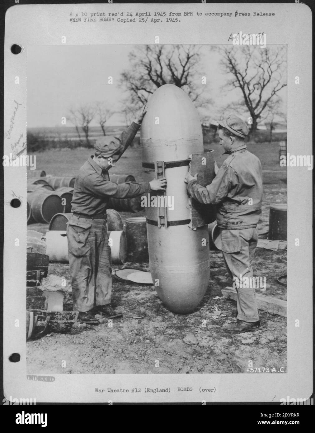 New Fire Bomb Ordnance Men Of A Bombardment Base Of The U.S. Army 8Th