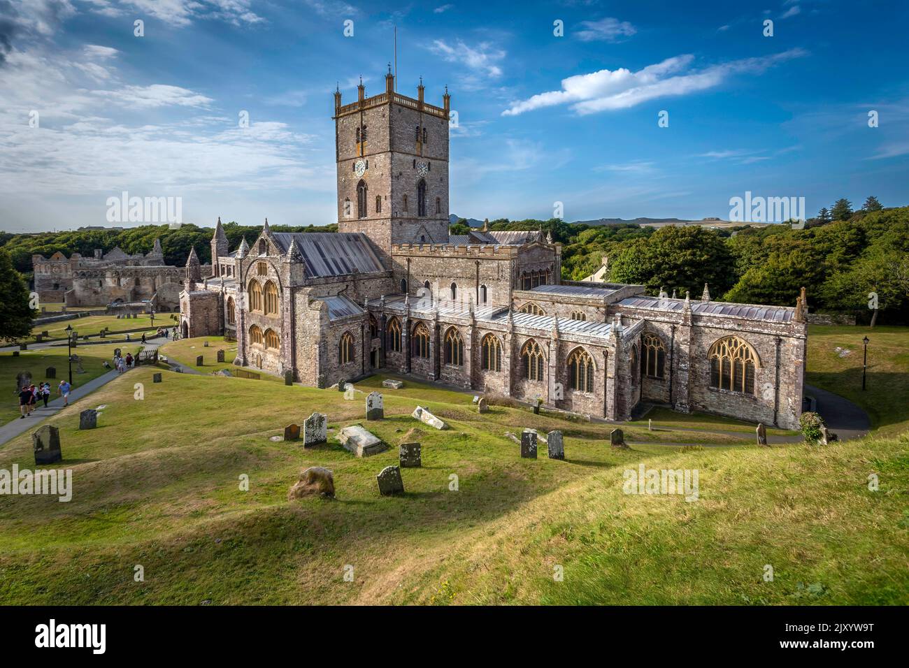 Editorial St Davids, UK - August 29, 2022: St Davids Cathedral in St Davids, West Wales, the smallest city in the UK Stock Photo