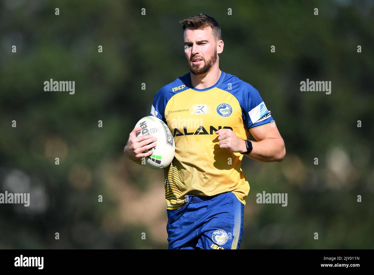 Parramatta Eels player Clint Gutherson takes part in a team training