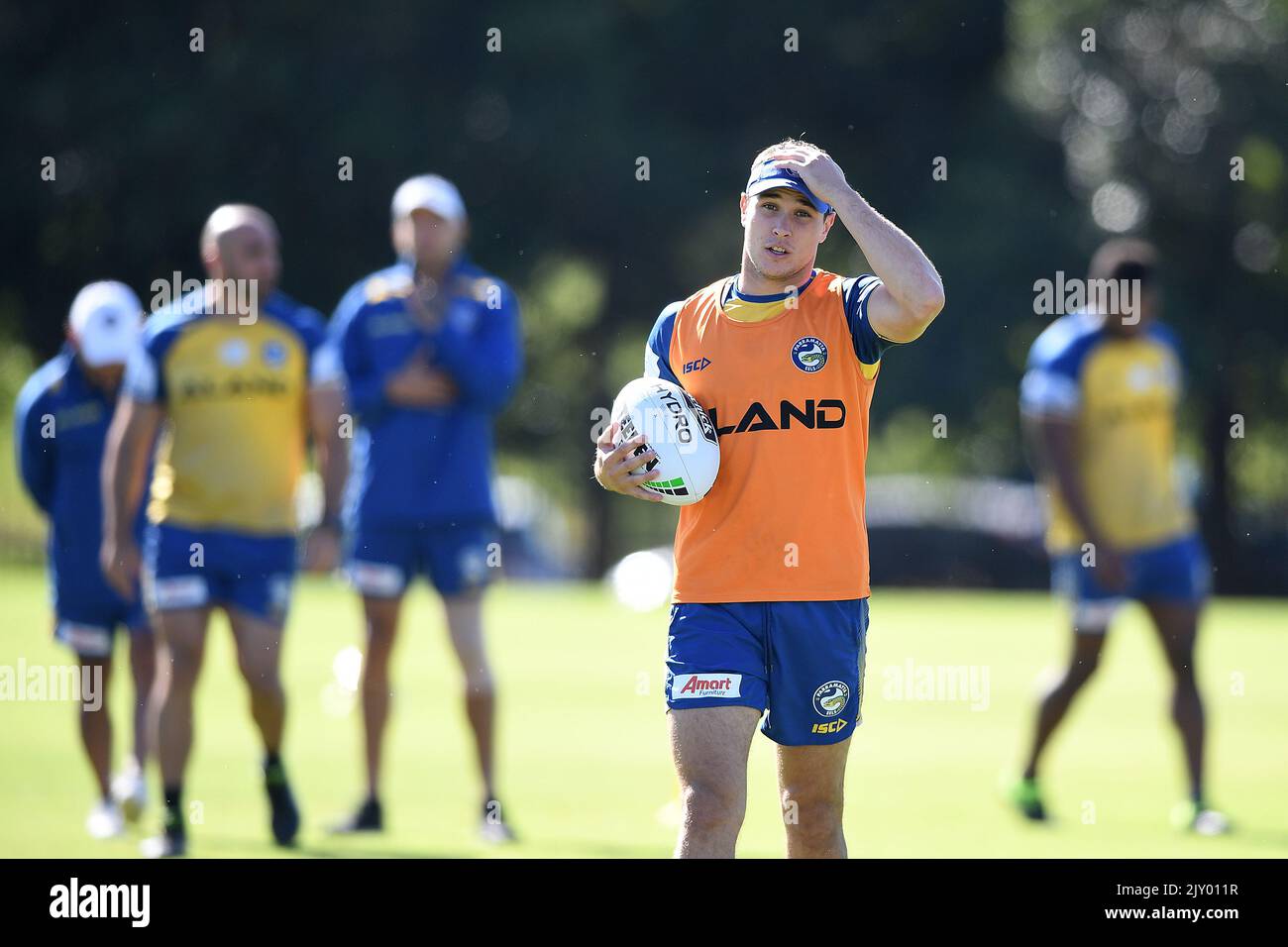 Parramatta Eels player Mitchell Moses takes part in a team training