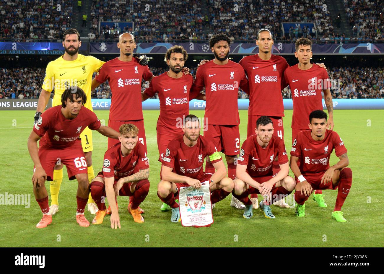 Liverpool Players Line Up Before The UEFA Champions League Group A liverpool-players-line-up-before-the-uefa-champions-league-group-a