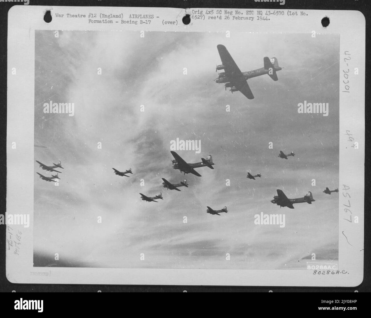Formations Of Boeing B-17 'Flying Fortresses'On A Practice Mission Over Molesworth, England. 6 September 1943. Stock Photo